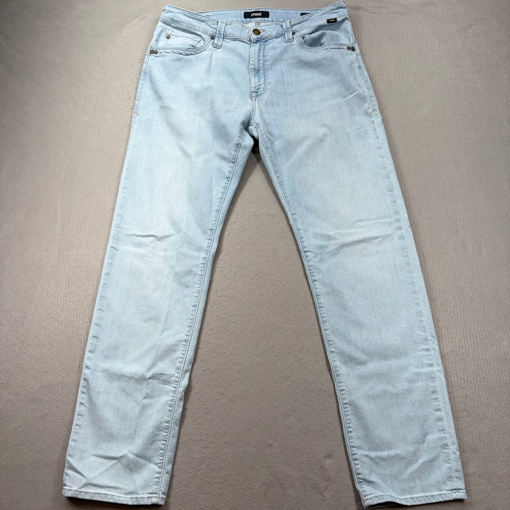 Mavi Zach Straight Leg Jeans Mens 36/34 Light Wash Blue Denim 050-3